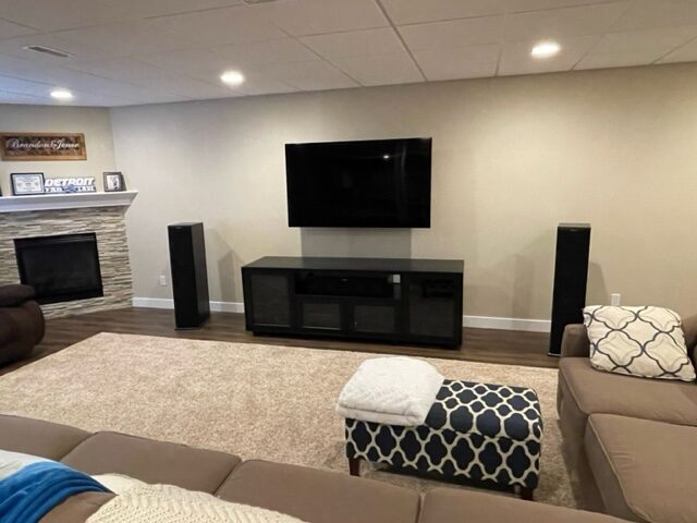 A B&A solid wood media console in a customer's home